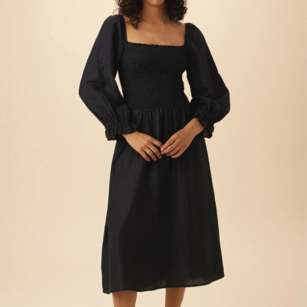 Amour Vert Black Averill Ramie Viscose Dress, NWT, XS